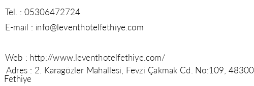 Levent Hotel Fethiye telefon numaralar, faks, e-mail, posta adresi ve iletiim bilgileri